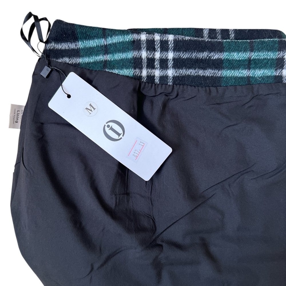 Green Plaid Mini Skirt NWT Size Medium Wool Blend Preppy Schoolgirl Style - Picture 6 of 7